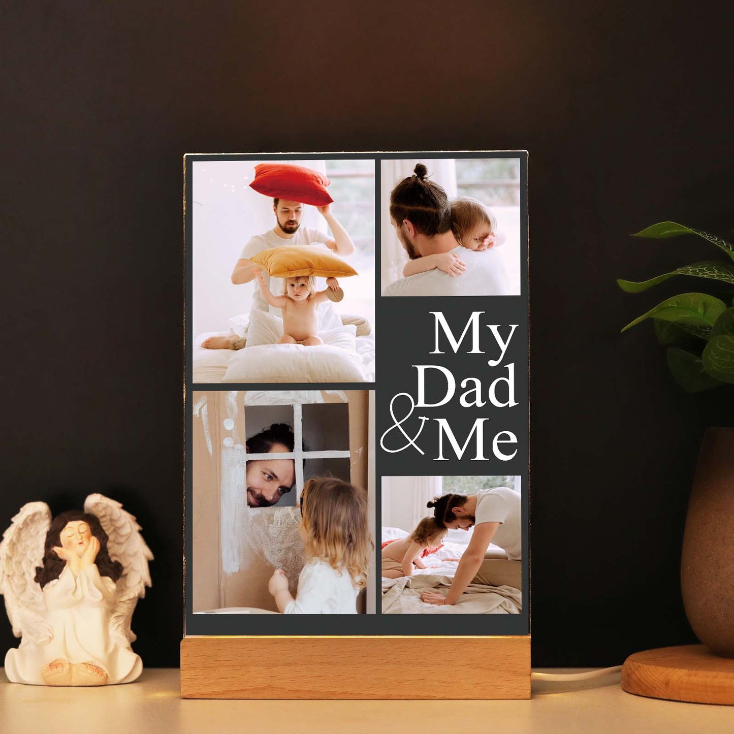 Custom Father's Day Gift for Dad - Personalized Dad and Me Picture Plaque - Father's Day Gift for Dad Grandpa