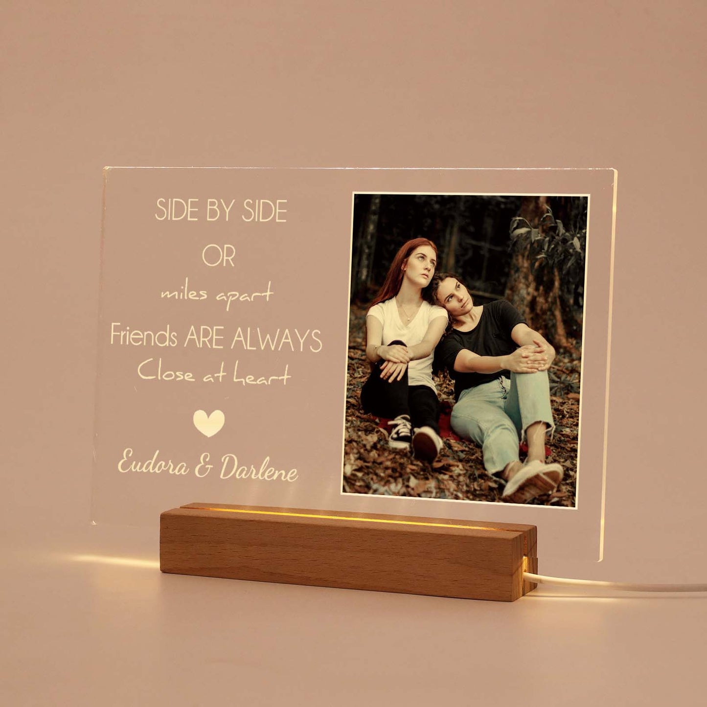 SIDE BY SIDE - Personalized Best Friend Photo Plaque - Custom Best Friend Birthday Gift