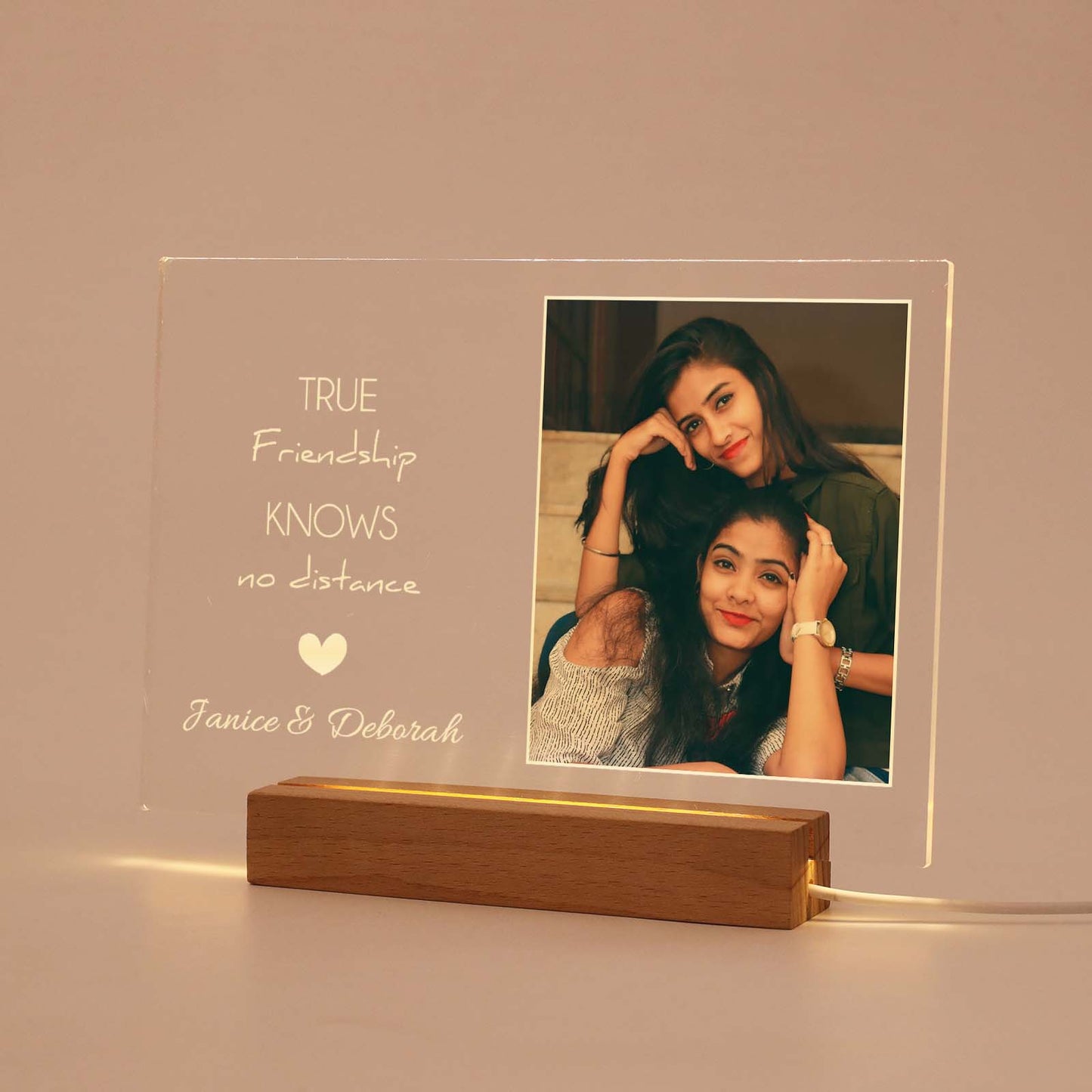 True Friendship Knows No Distance - Custom Acrylic Plaque for Best Friend - Personalized Besties Photo Gift