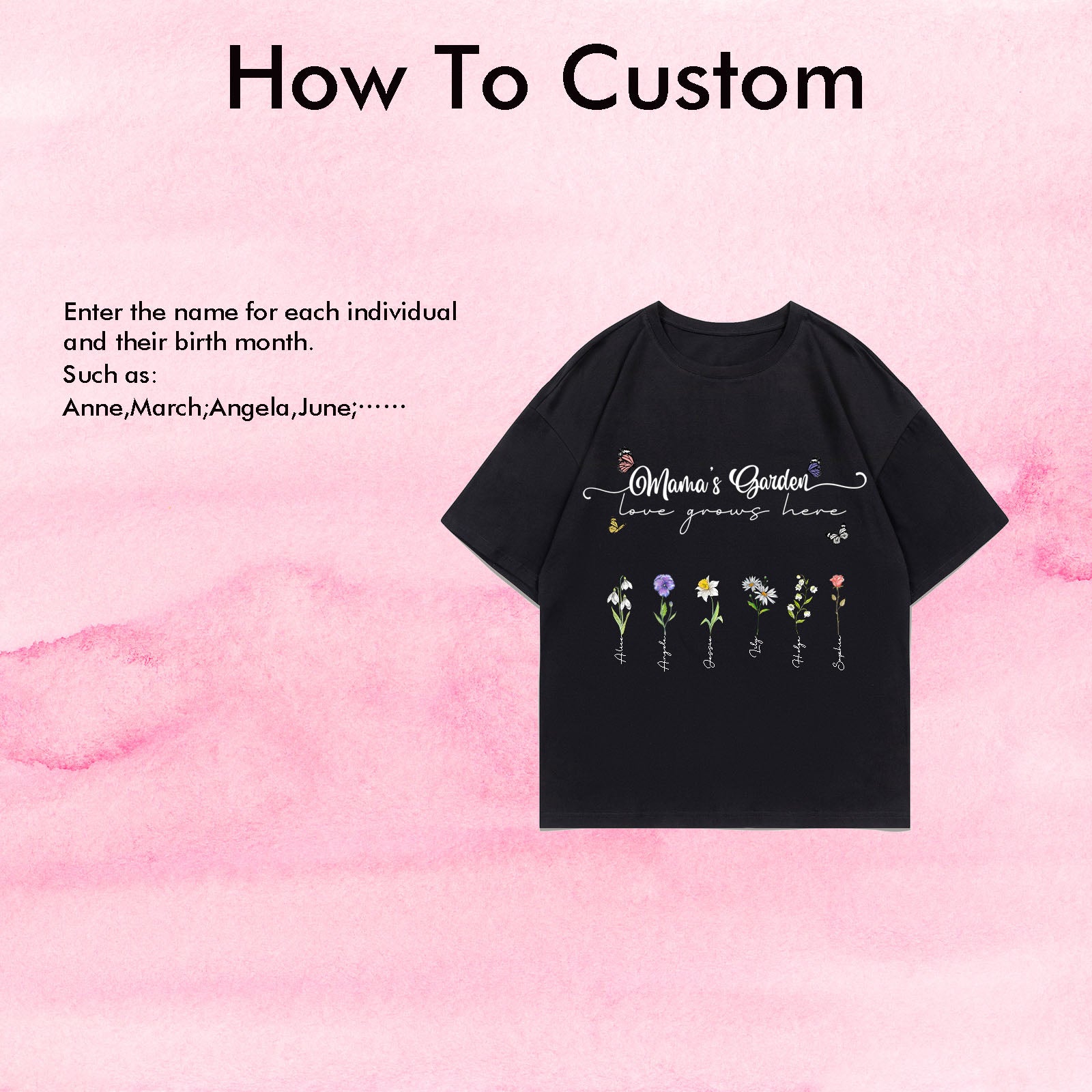 Custom Birth Month Flower T-Shirt