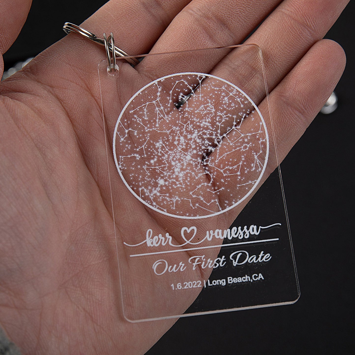 Custom Star Map by Date Keychain - Personalized Night Sky Keychain - Valentine's Day Gift for Boyfriend Anniversary Gift