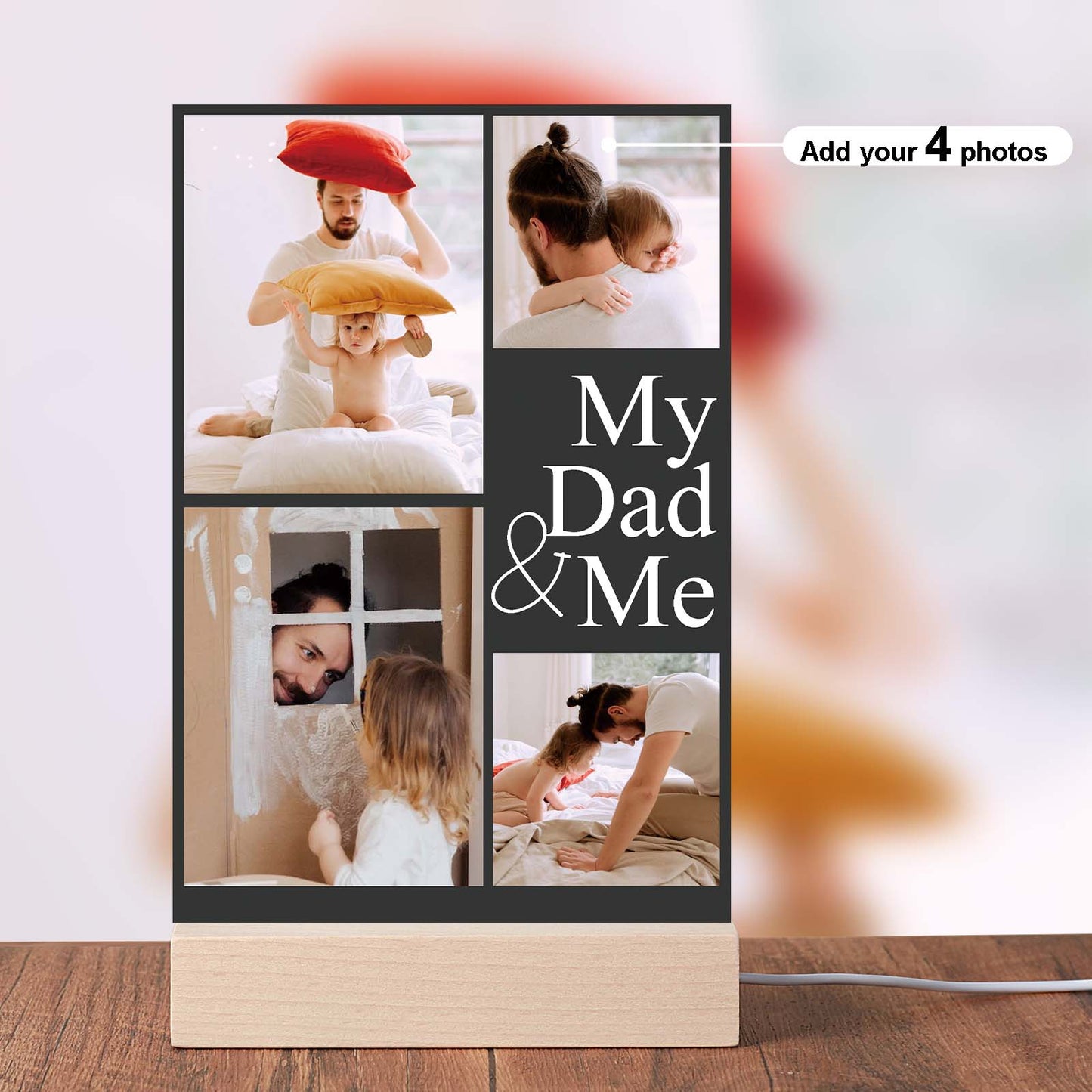 Custom Father's Day Gift for Dad - Personalized Dad and Me Picture Plaque - Father's Day Gift for Dad Grandpa