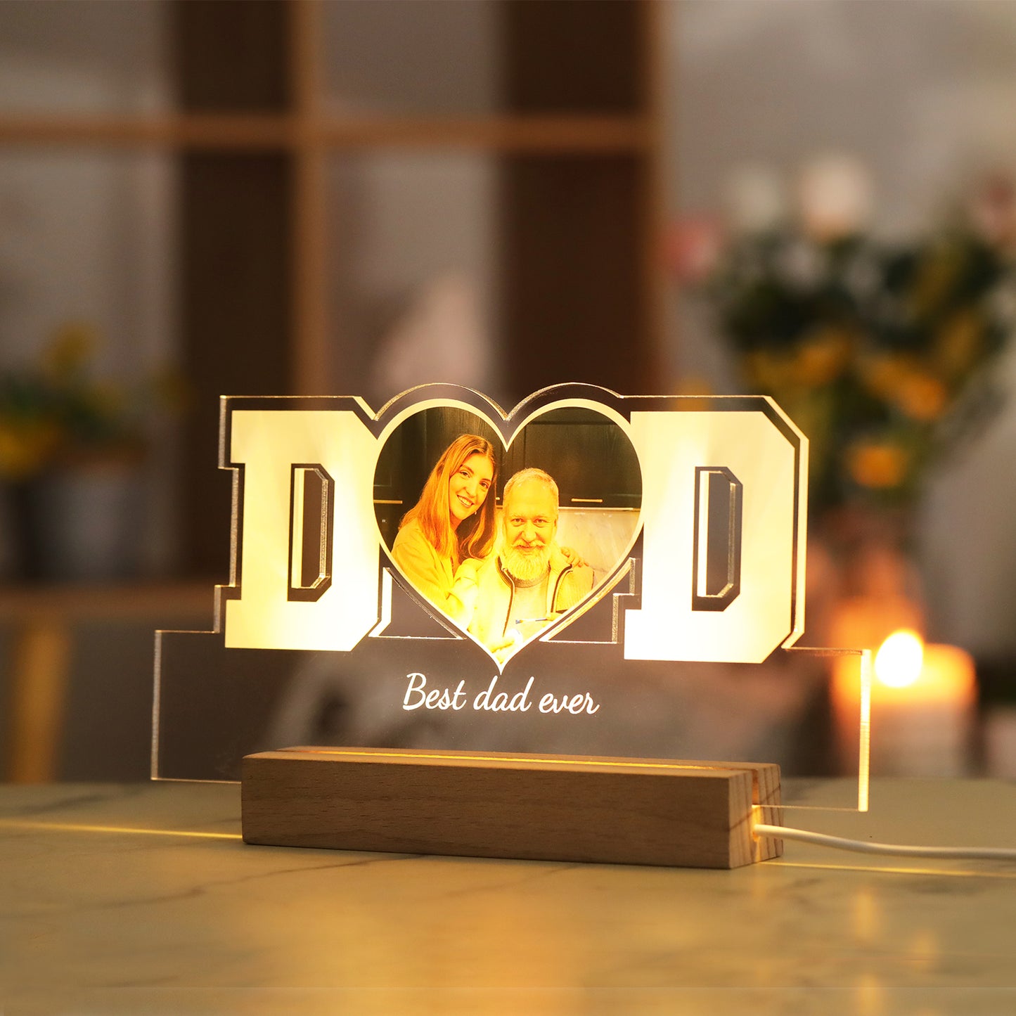 Personalized Father's Day Gift - Personalized Heart-shaped Photo Acrylic Plaque - Father's Birthday Gift