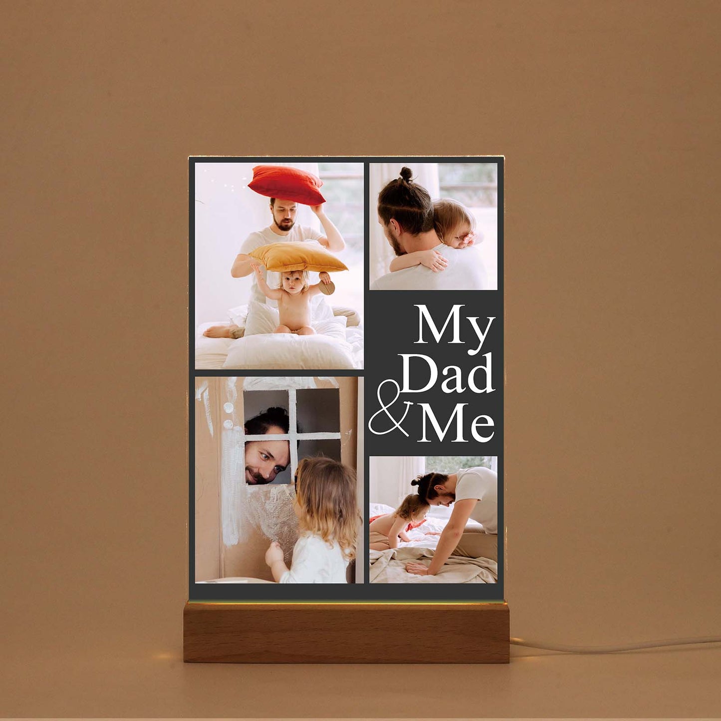 Custom Father's Day Gift for Dad - Personalized Dad and Me Picture Plaque - Father's Day Gift for Dad Grandpa