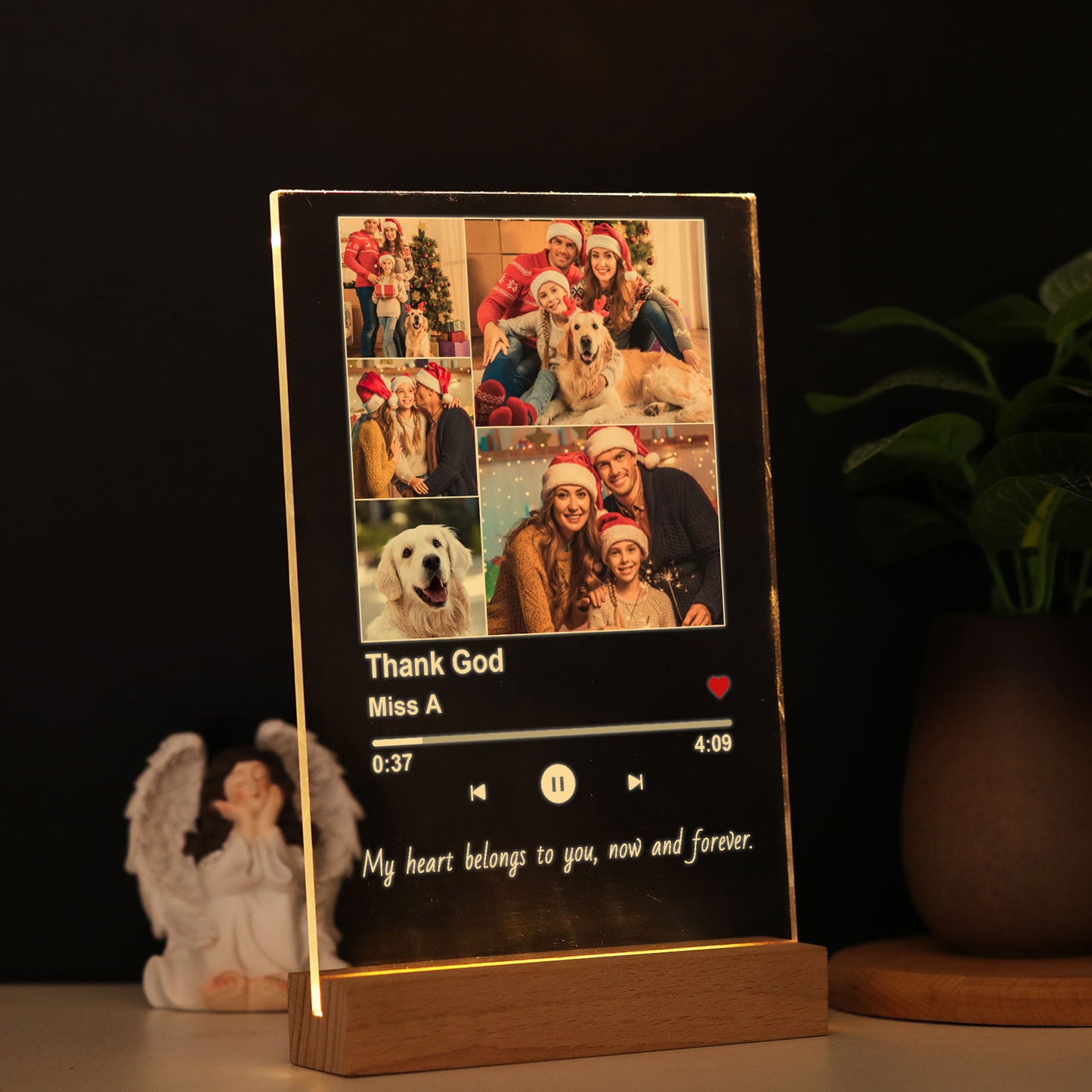 Custom Acrylic Photo Song Plaque - Personalized Music Plaque Lamp - Couples Gift