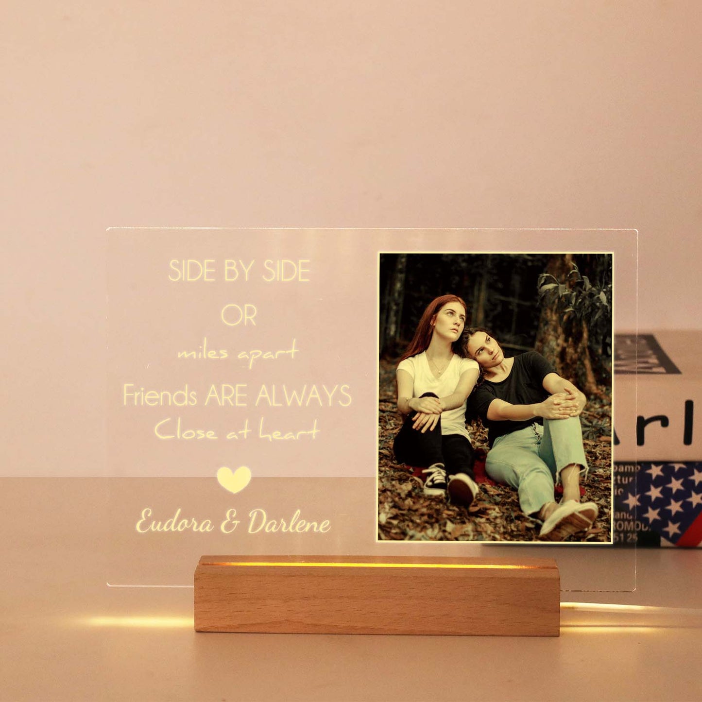 SIDE BY SIDE - Personalized Best Friend Photo Plaque - Custom Best Friend Birthday Gift