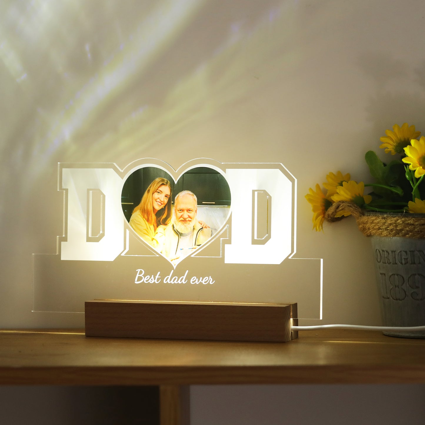 Personalized Father's Day Gift - Personalized Heart-shaped Photo Acrylic Plaque - Father's Birthday Gift