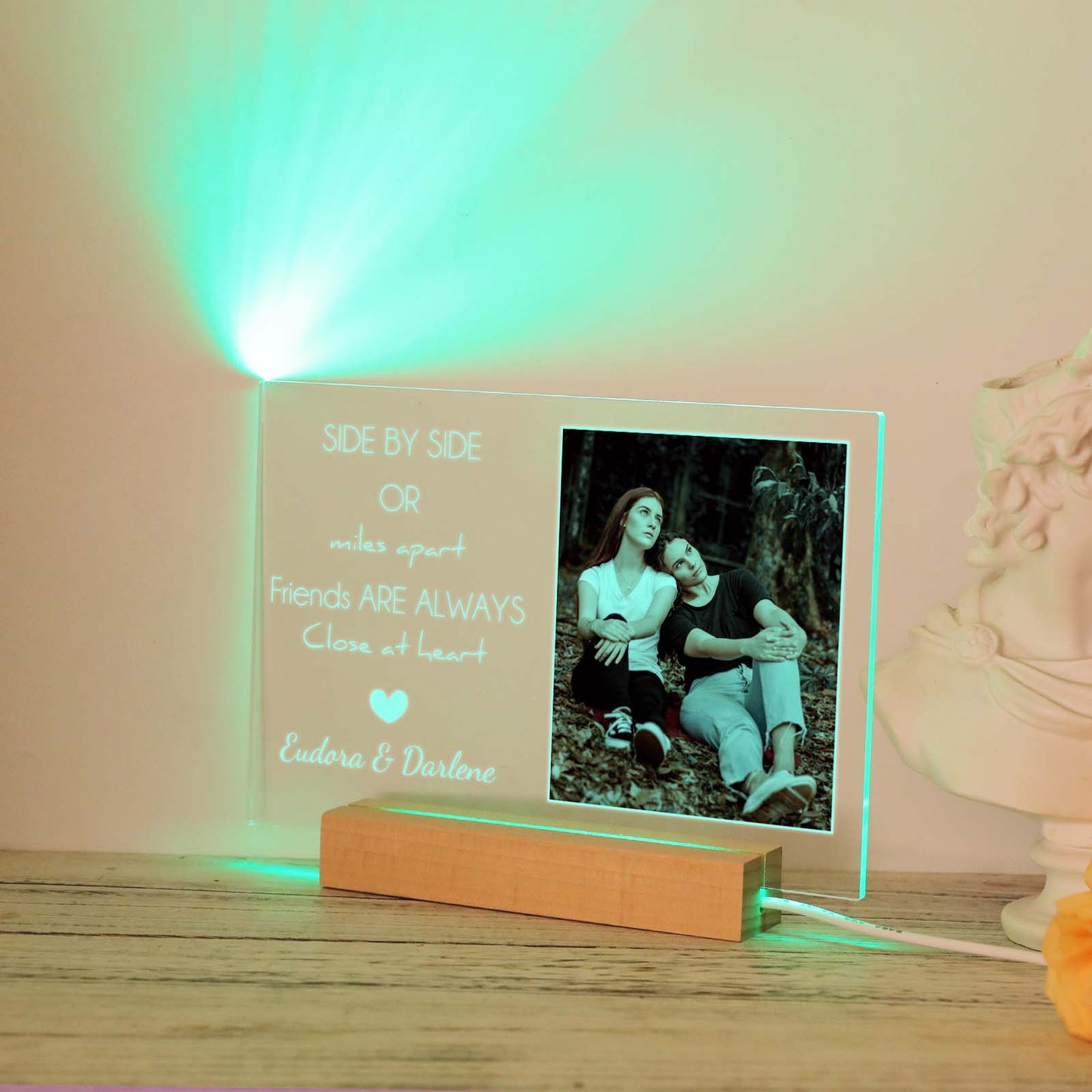 SIDE BY SIDE - Personalized Best Friend Photo Plaque - Custom Best Friend Birthday Gift