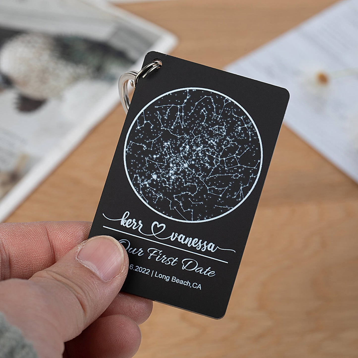 Custom Night Sky by Date Acrylic Keychain - Personalized Star Map Keychain - Star Chart Keychain - Gift for Anniversary Birthday New Dad