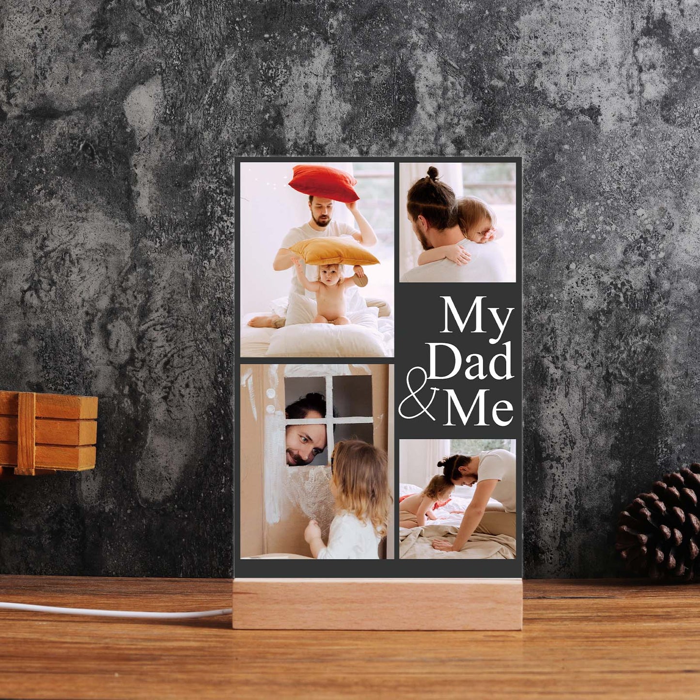 Custom Father's Day Gift for Dad - Personalized Dad and Me Picture Plaque - Father's Day Gift for Dad Grandpa