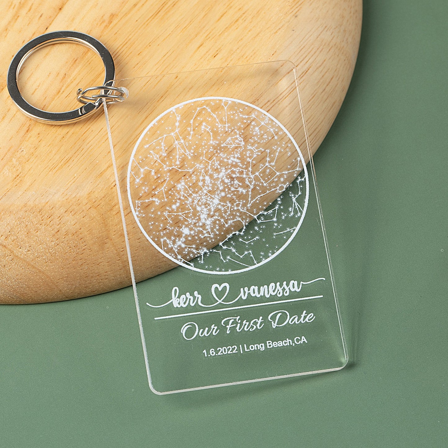 Custom Star Map by Date Keychain - Personalized Night Sky Keychain - Valentine's Day Gift for Boyfriend Anniversary Gift