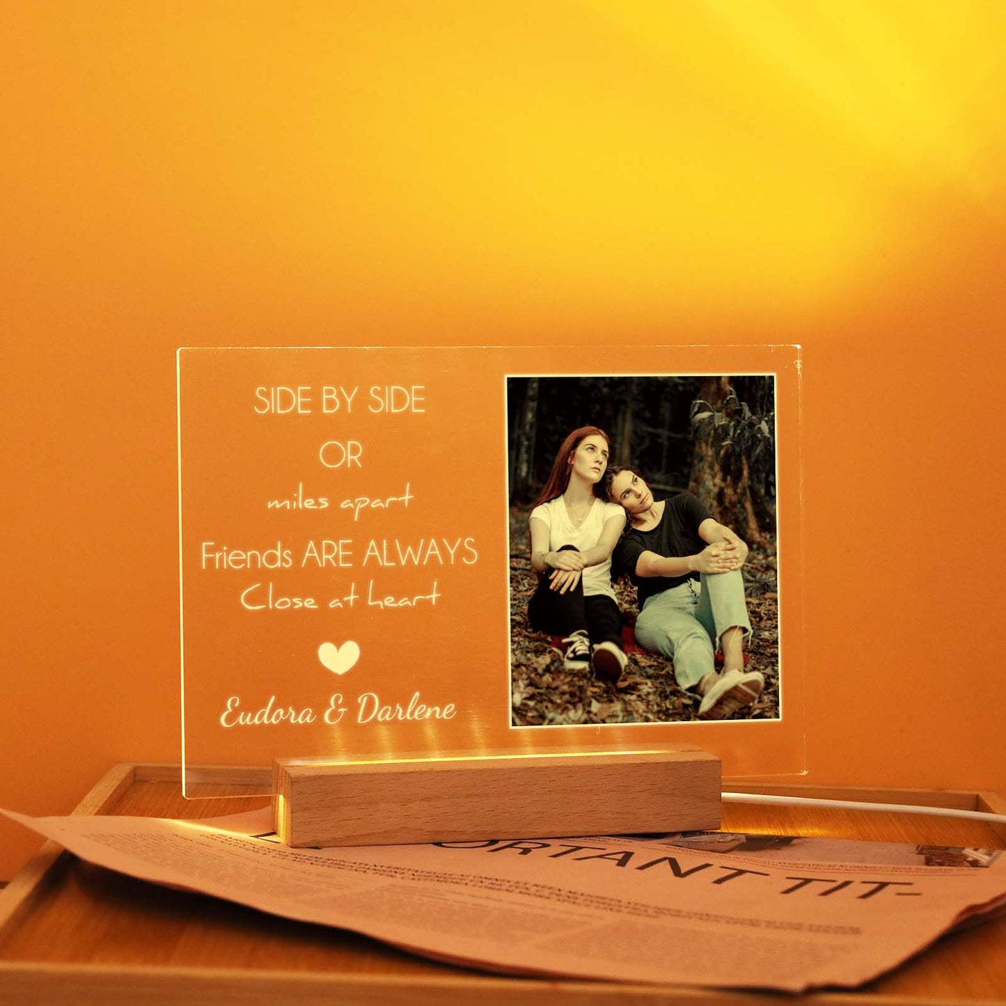 SIDE BY SIDE - Personalized Best Friend Photo Plaque - Custom Best Friend Birthday Gift