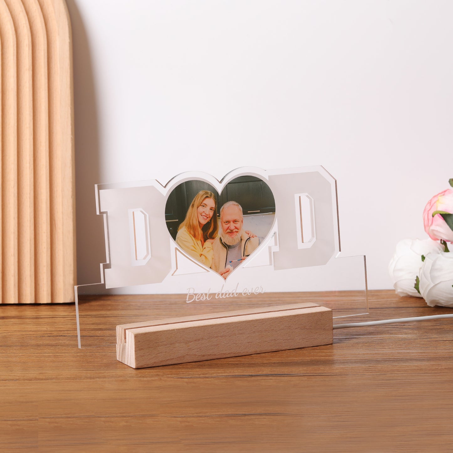 Personalized Father's Day Gift - Personalized Heart-shaped Photo Acrylic Plaque - Father's Birthday Gift