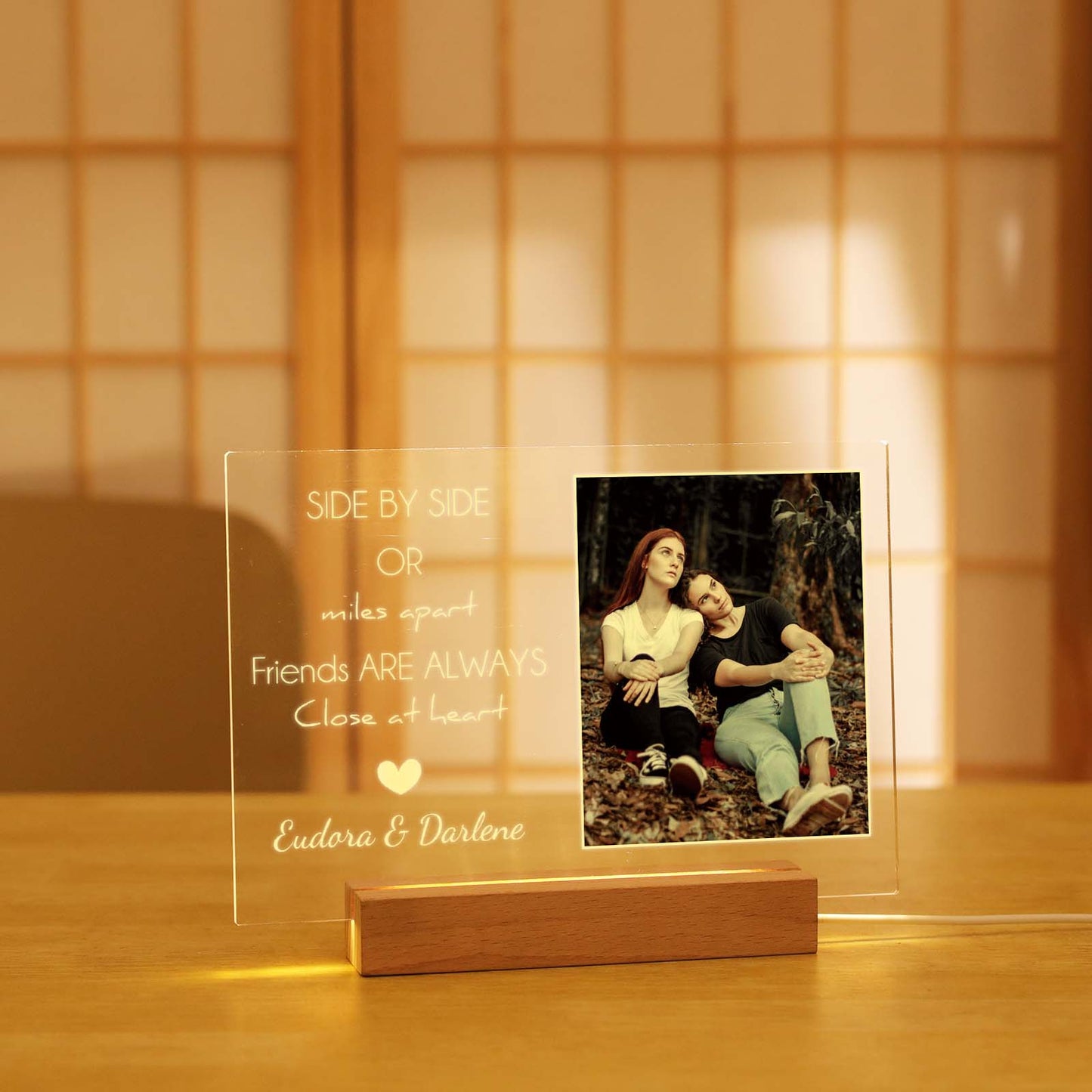 SIDE BY SIDE - Personalized Best Friend Photo Plaque - Custom Best Friend Birthday Gift