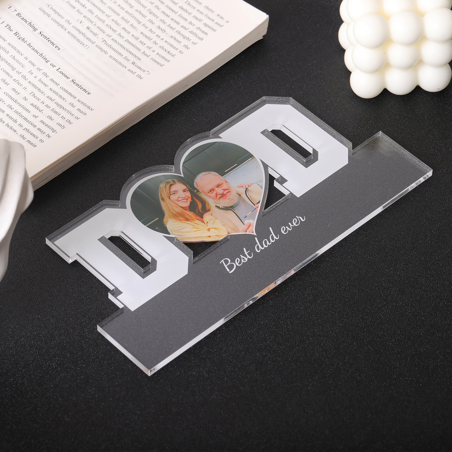 Personalized Father's Day Gift - Personalized Heart-shaped Photo Acrylic Plaque - Father's Birthday Gift