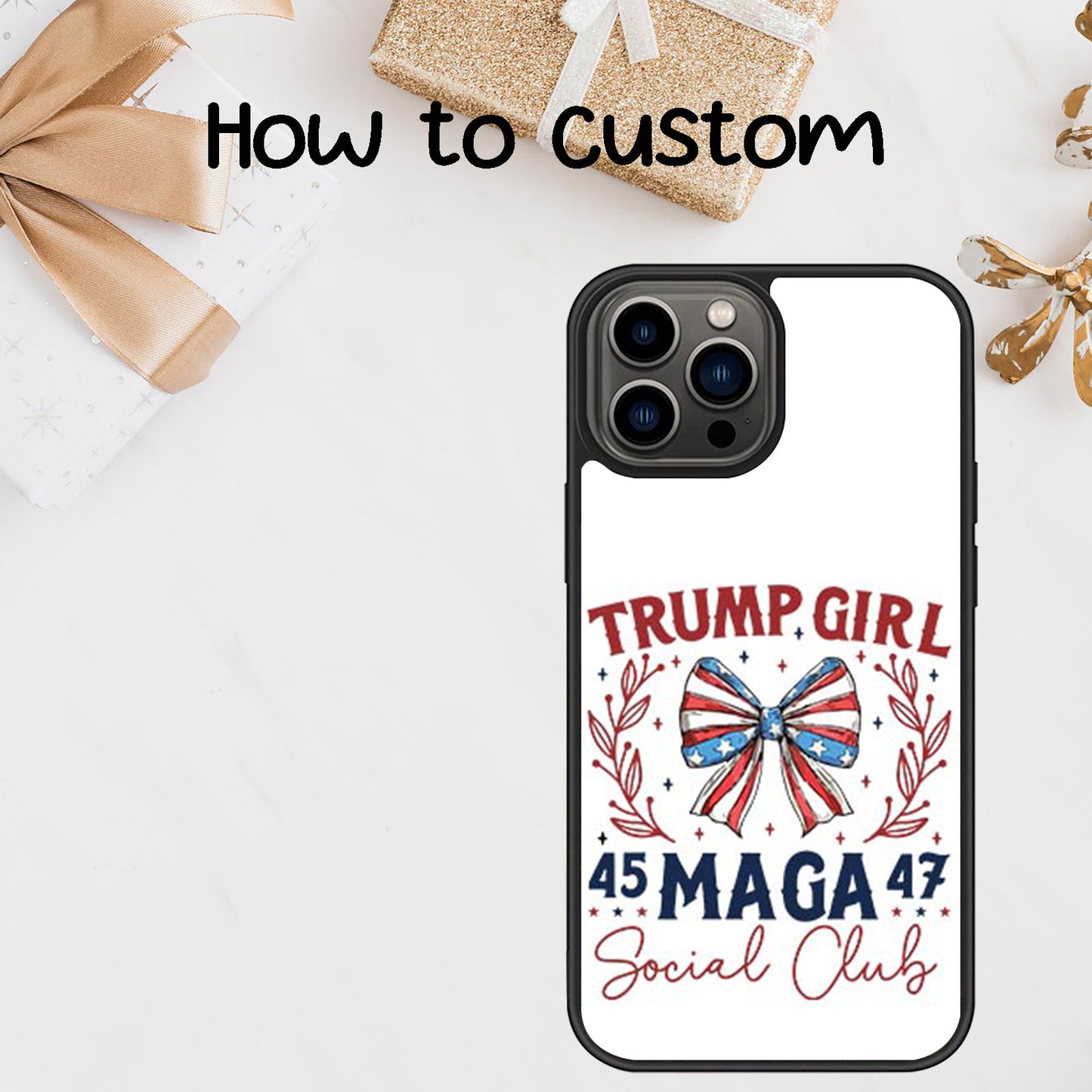 Trump Girl MAGA, Funny Trump Phone Case, Make America Great Again Phone Cover for iPhone 15 14 Pro Max 13 12 for Samsung Galaxy S23 S22 Plus Ultra S21 FE Black