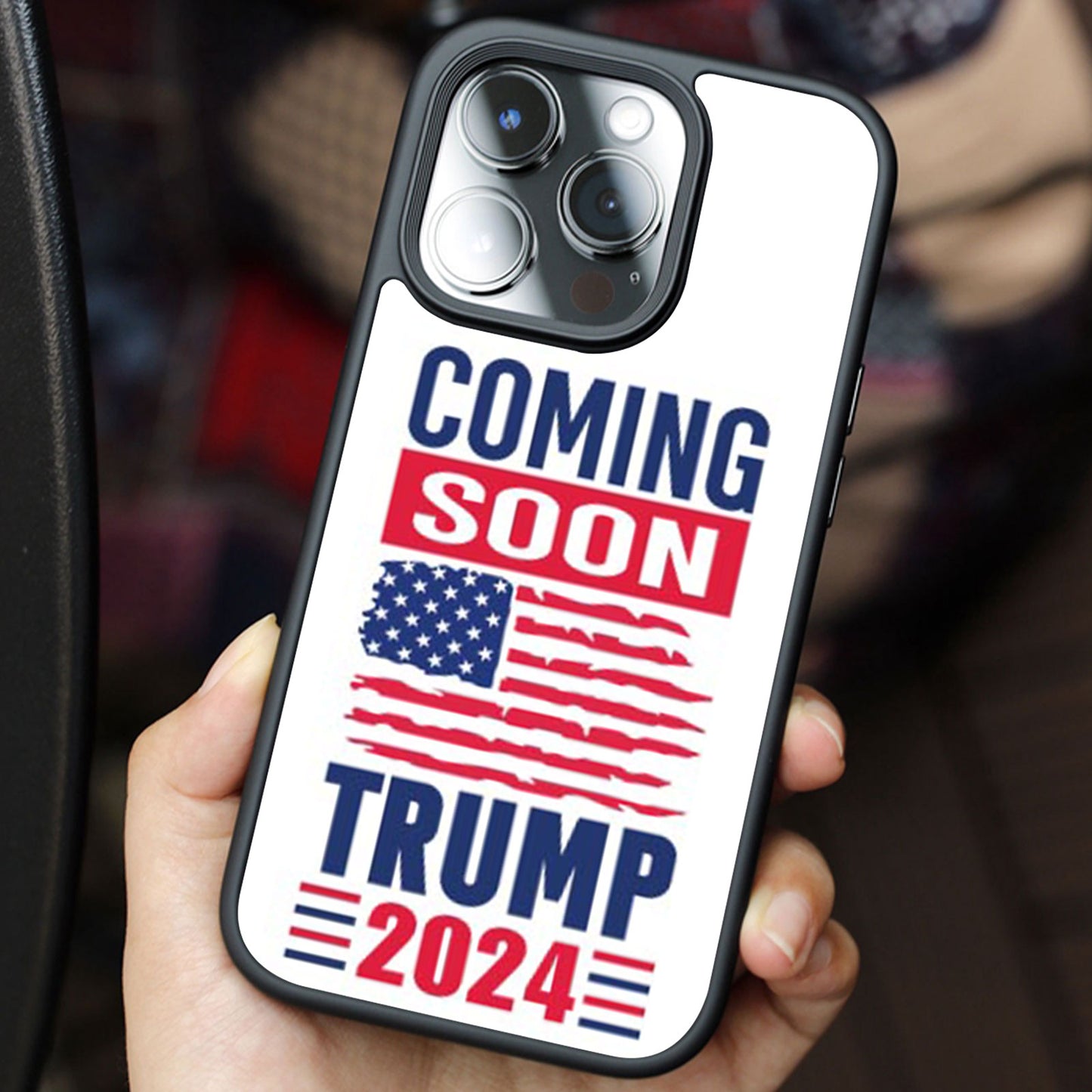 Coming Soon Trump, Funny Trump Phone Case, Make America Great Again Phone Cover for iPhone 15 14 Pro Max 13 12 for Samsung Galaxy S23 S22 Plus Ultra S21 FE Black