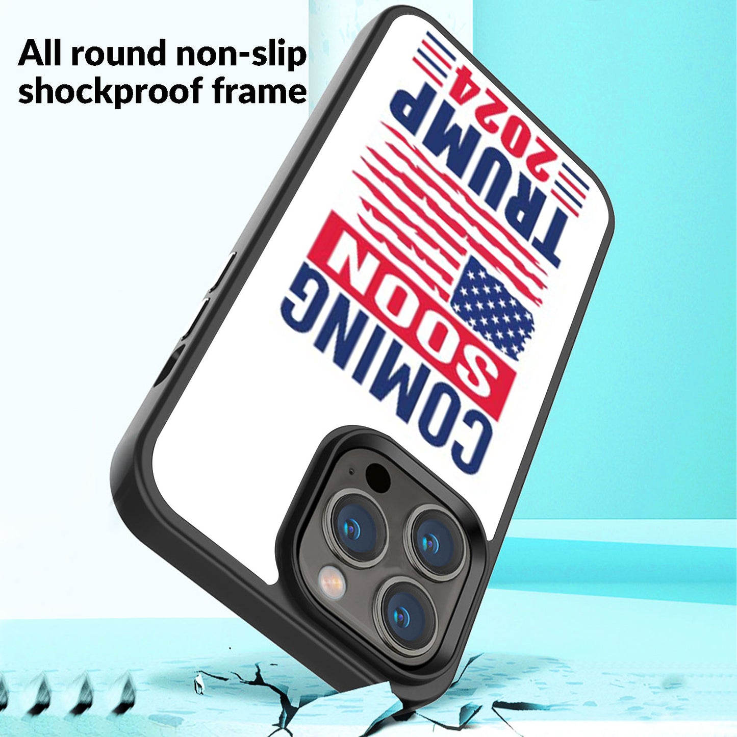 Coming Soon Trump, Funny Trump Phone Case, Make America Great Again Phone Cover for iPhone 15 14 Pro Max 13 12 for Samsung Galaxy S23 S22 Plus Ultra S21 FE Black