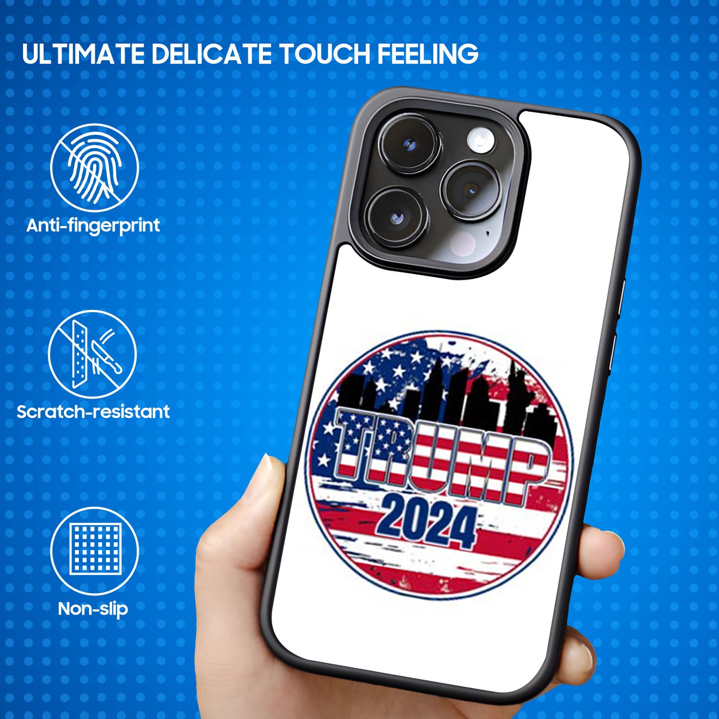 Trump 45 47 Phone Case, Funny Trump 2024 Phone Case for iPhone 15 14 Pro 13 12 for Samsung S24 S23 Black